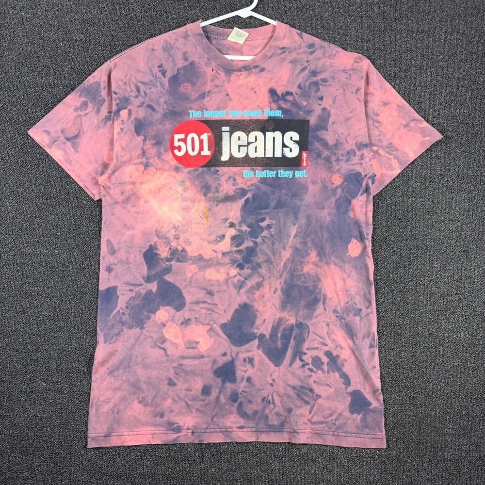 Vintage Levi's 501 Jeans T-Shirt Men's M Tie Dye Single Stitch USA Made 90s